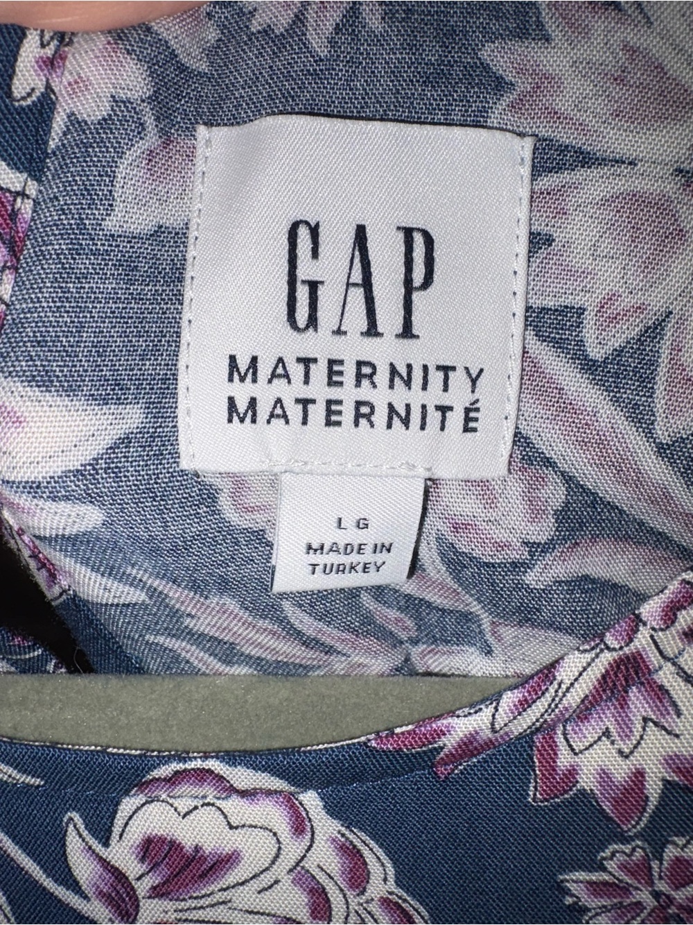 GAP Maternity Floral Tiered Midi Dress Size Large Blue Purple Viscose Prairie - Picture 3 of 10